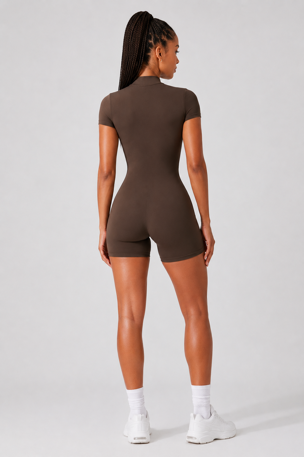 Contour Zip Sculpt Romper – Espresso