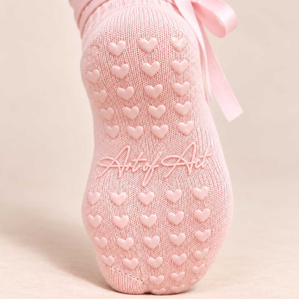 Pilates Princess Bow Grip Socks – Blush Pink