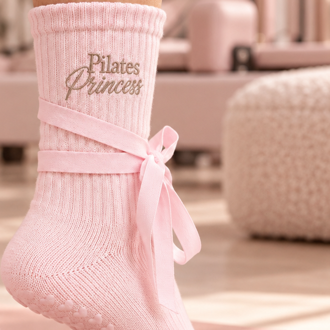 Pilates Princess Bow Grip Socks – Blush Pink