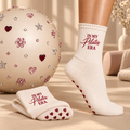 Art of Act cream and burgundy Pilates grip socks