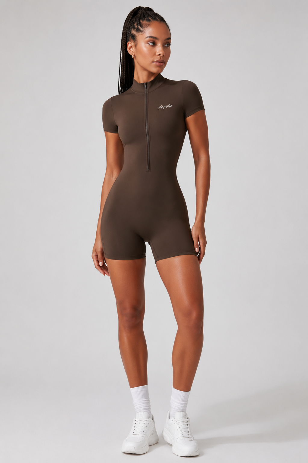 Contour Zip Sculpt Romper – Espresso