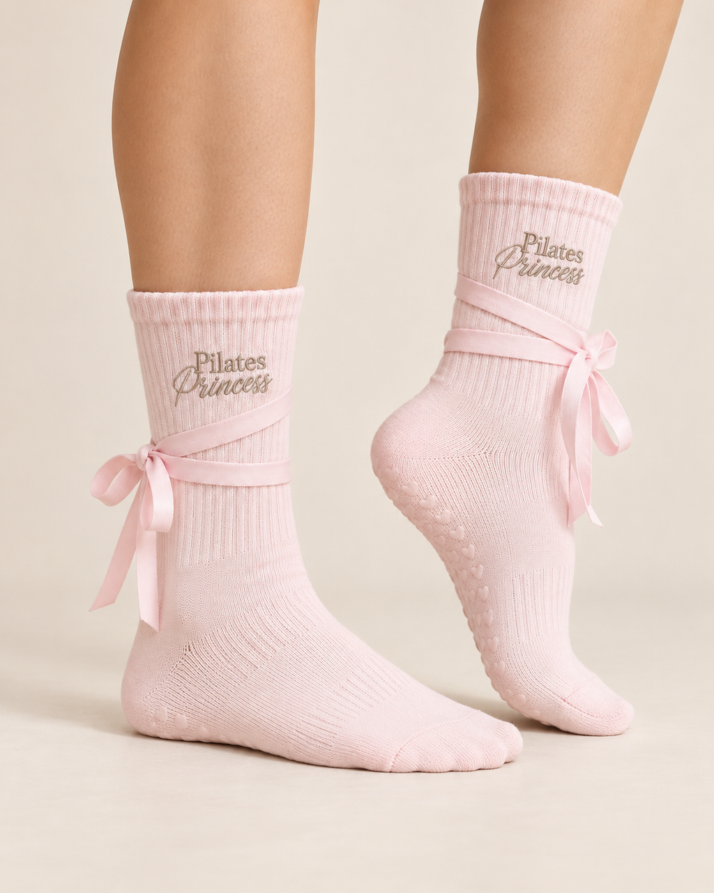 Pilates Princess Bow Grip Socks – Blush Pink