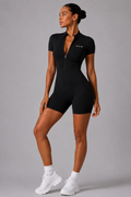 Sculpt Zip Short Jumpsuit – Black