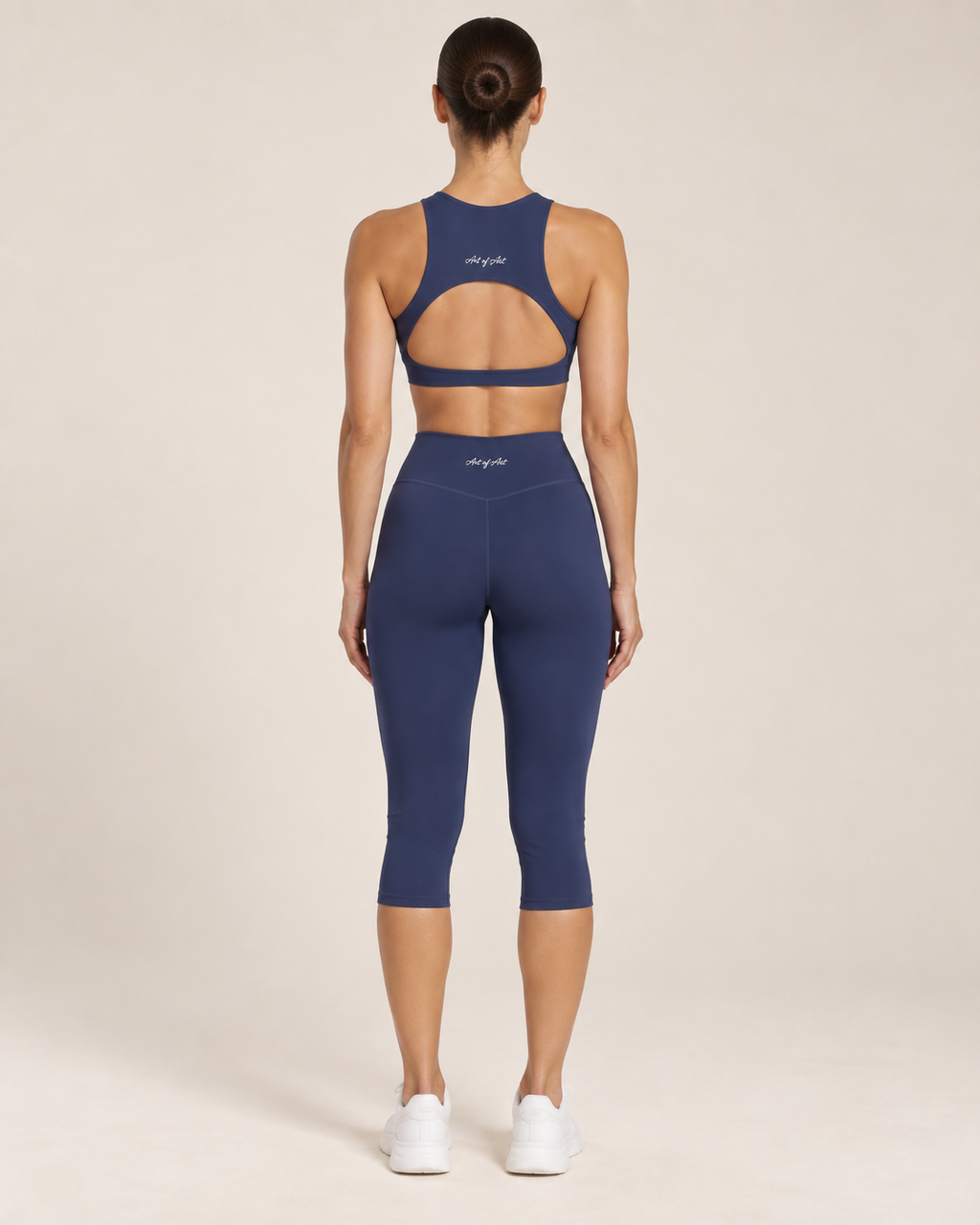Art of Act Navy Blue Capri Set | High-Neck Sports Bra & High-Waisted Capri Leggings