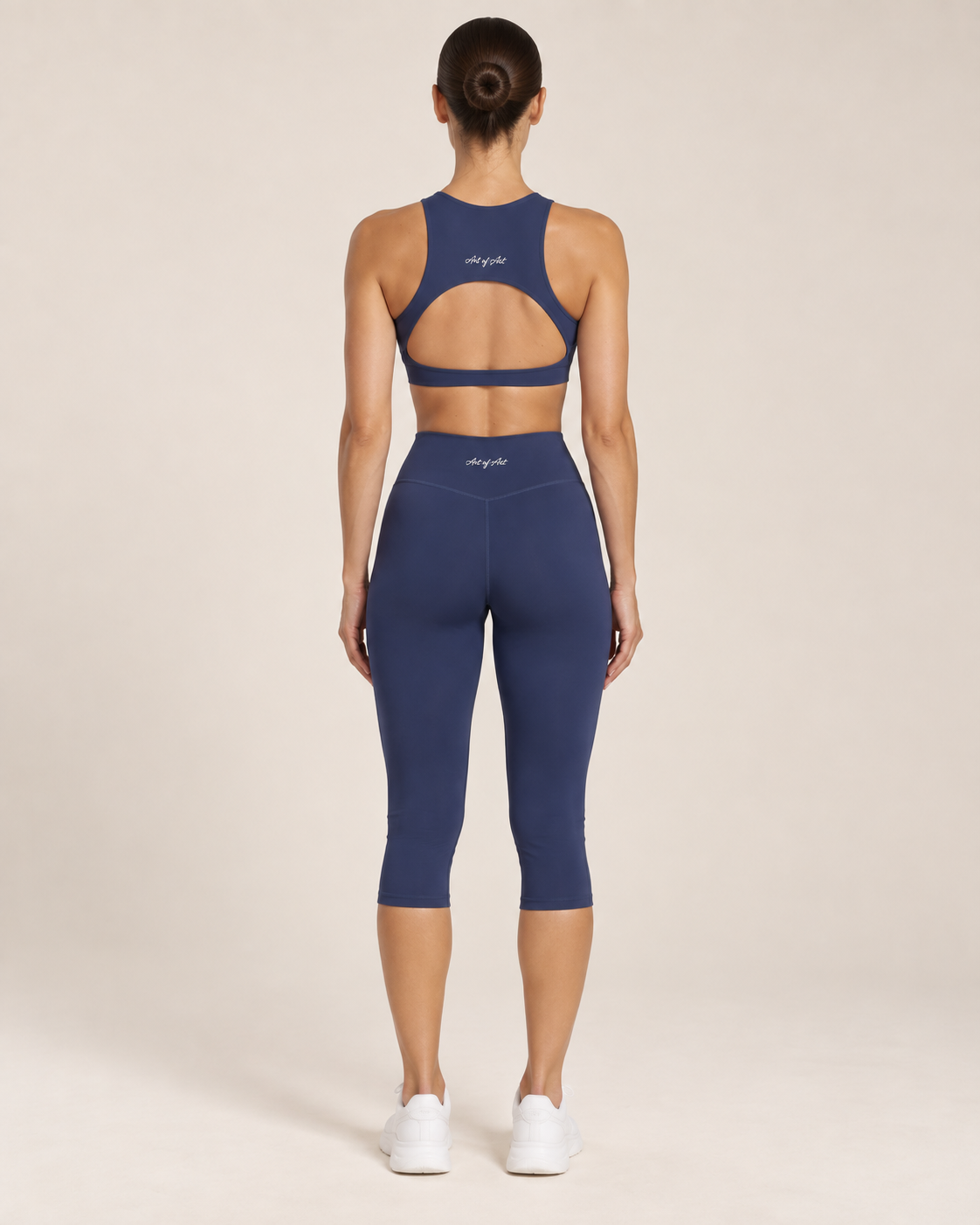 Art of Act Navy Blue Capri Set | High-Neck Sports Bra & High-Waisted Capri Leggings
